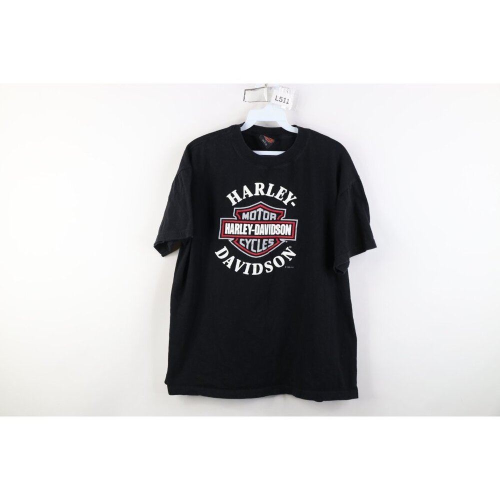 Vintage 90s Harley Davidson Mens Large Faded Spell Out Big Logo T-Shirt USA